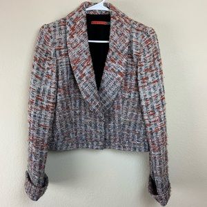 Alice + Olivia Cropped Tweed Ombré Blazer Jacket